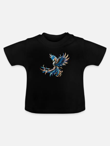 Feuerblauer Phönix - Baby Bio-T-Shirt mit Rundhals - Schwarz