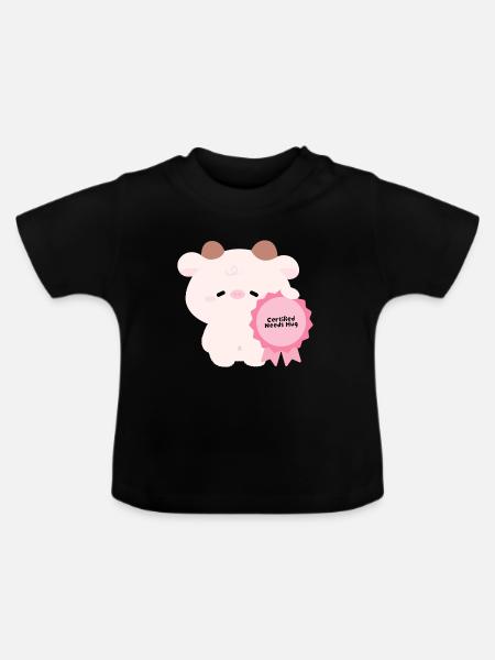 Zertifizierte Braucht Umarmung Kuh - Baby Bio-T-Shirt mit Rundhals - Schwarz