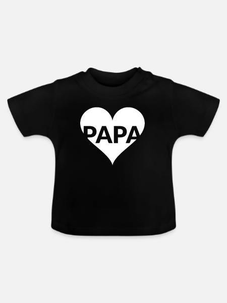 PAPA Herzliebe Design - Baby Bio-T-Shirt mit Rundhals - Schwarz