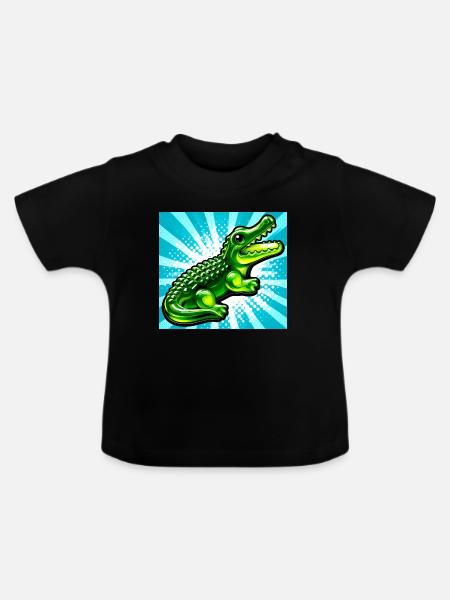 Krokodil - Baby Bio-T-Shirt mit Rundhals - Schwarz