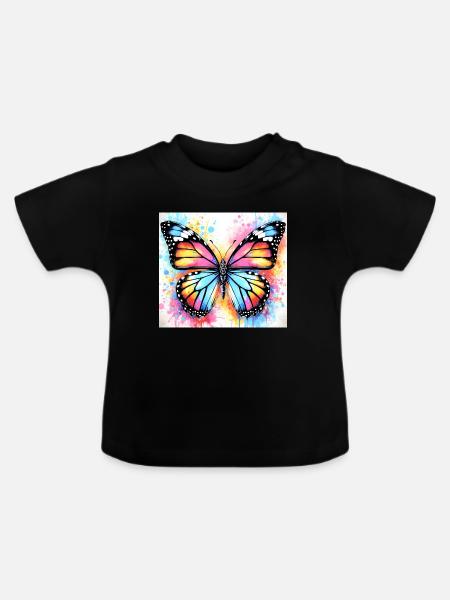 Schmetterling - Baby Bio-T-Shirt mit Rundhals - Schwarz
