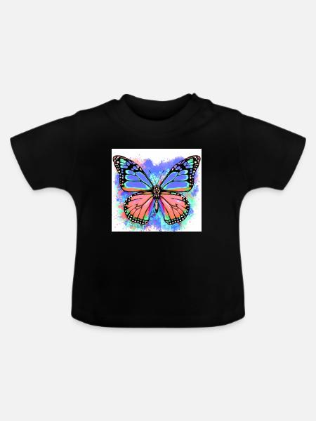 Schmetterling - Baby Bio-T-Shirt mit Rundhals - Schwarz
