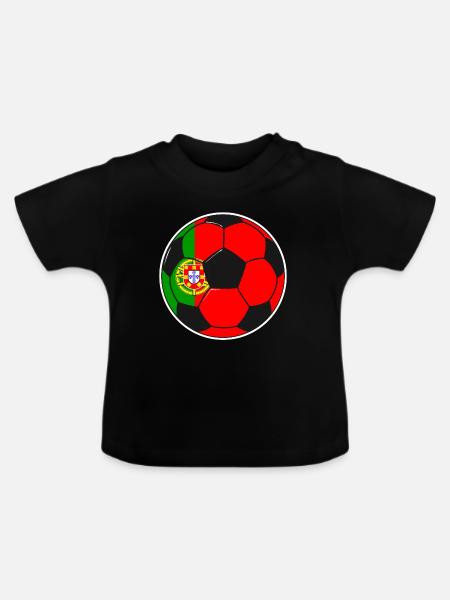 Fußballmannschaft Portugal - Baby Bio-T-Shirt mit Rundhals - Schwarz