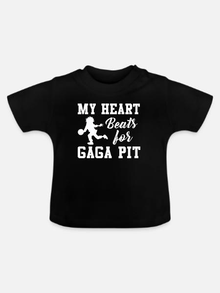 Mein Herz schlägt für Gaga Pit - Baby Bio-T-Shirt mit Rundhals - Schwarz