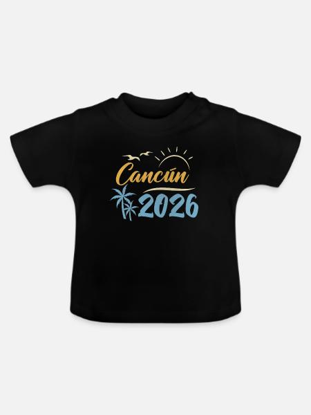 Cancun 2026 - Baby Bio-T-Shirt mit Rundhals - Schwarz