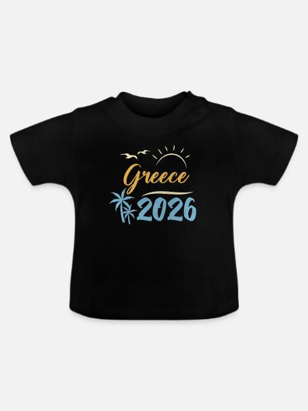 Greece 2026 - Baby Bio-T-Shirt mit Rundhals - Schwarz