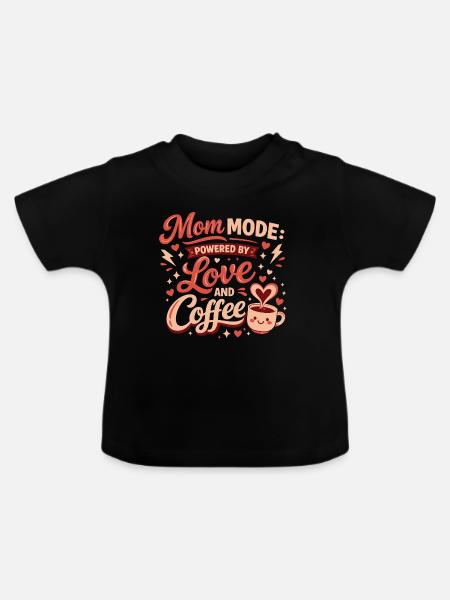 Mom Mode Kaffeeliebe - Baby Bio-T-Shirt mit Rundhals - Schwarz