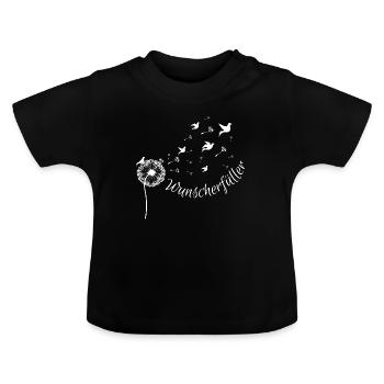 Wunscherfüller - Wortschätze - vergessene Wörter - Baby Bio-T-Shirt mit Rundhals - Schwarz - Vorne