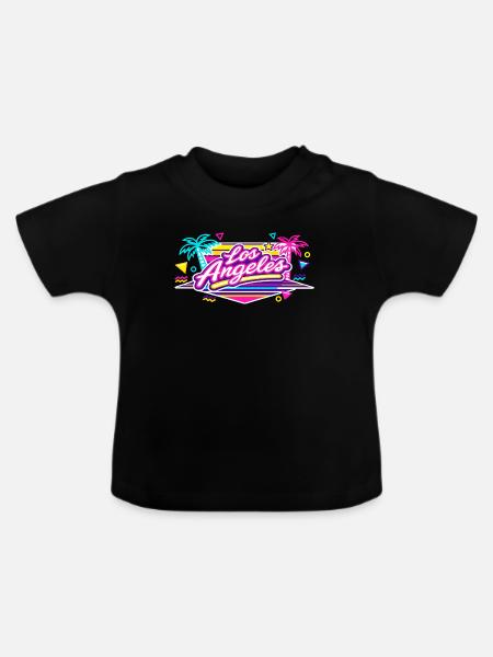 Los Angeles Neon Pink - Baby Bio-T-Shirt mit Rundhals - Schwarz