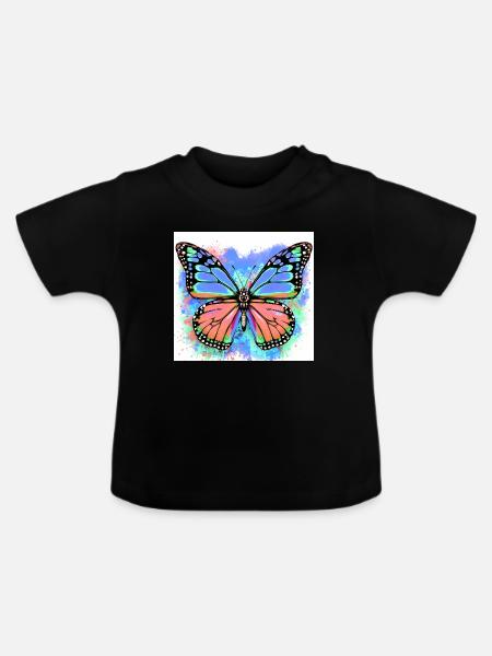 Schmetterling - Baby Bio-T-Shirt mit Rundhals - Schwarz
