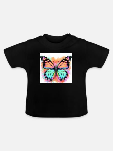 Schmetterling - Baby Bio-T-Shirt mit Rundhals - Schwarz