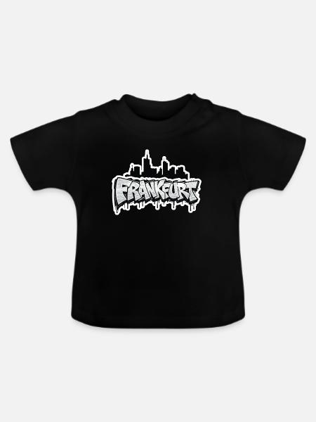 Frankfurt Skyline Graffiti - Baby Bio-T-Shirt mit Rundhals - Schwarz