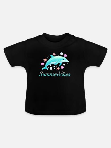 Summer Vibes - Baby Bio-T-Shirt mit Rundhals - Schwarz