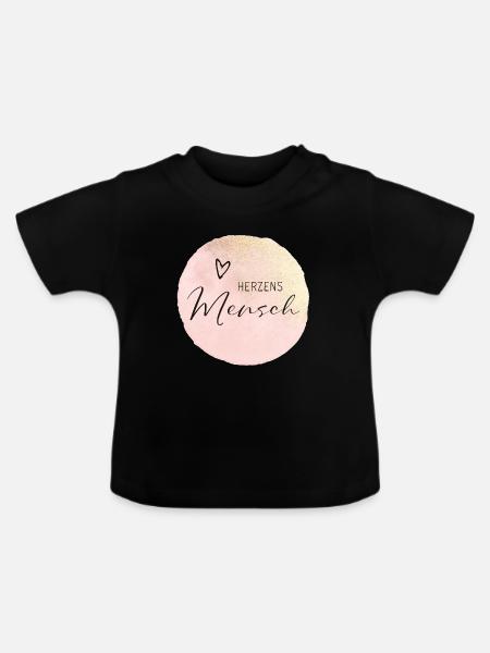 Herzensmensch - Baby Bio-T-Shirt mit Rundhals - Schwarz