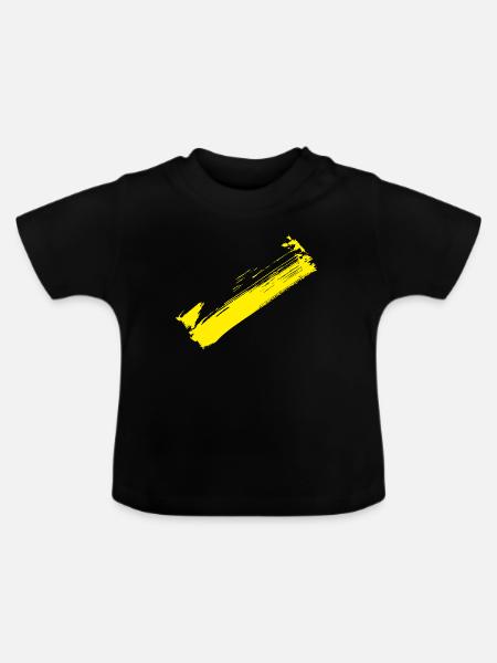 Pinsel Style Streifen - Diagonal Gelb - Baby Bio-T-Shirt mit Rundhals - Schwarz