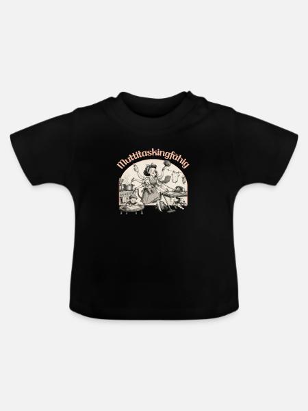 Multitasking? Nein. Muttitasking - Chaos? Läuft! - Baby Bio-T-Shirt mit Rundhals - Schwarz