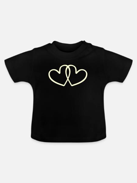 Zwei verschlungene Herzen Linienkunst - Baby Bio-T-Shirt mit Rundhals - Schwarz