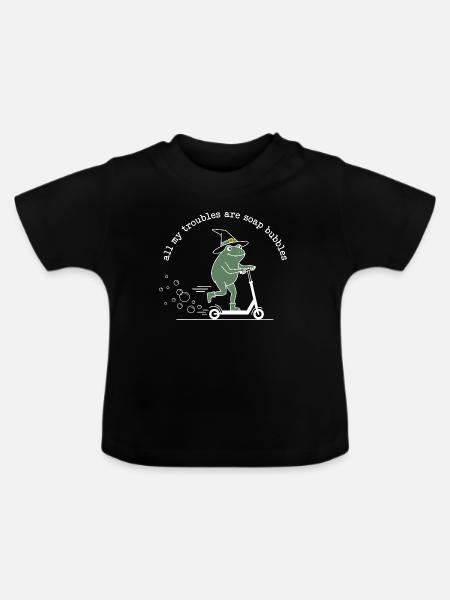 All My Troubles Are Soap Bubbles - Baby Bio-T-Shirt mit Rundhals - Schwarz