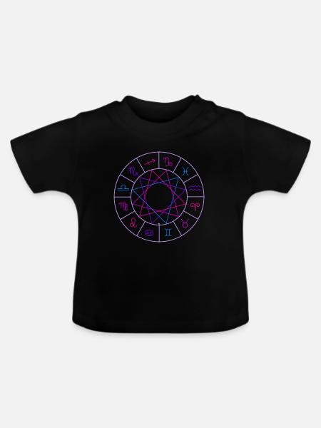 Rad der 12 Tierkreiszeichen - Baby Bio-T-Shirt mit Rundhals - Schwarz