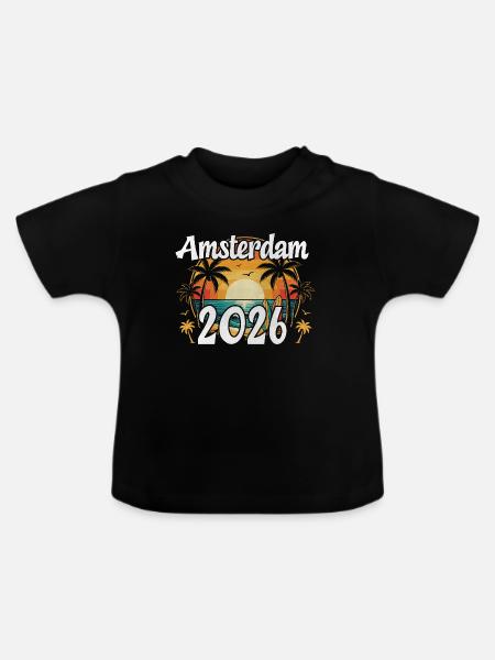 Amsterdam 2026 - Baby Bio-T-Shirt mit Rundhals - Schwarz