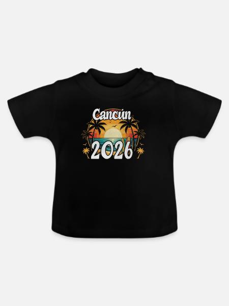 Cancun 2026 - Baby Bio-T-Shirt mit Rundhals - Schwarz