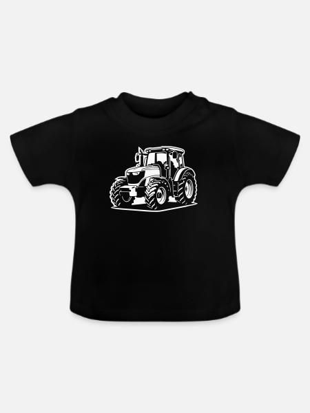 Traktor / Trecker / Schlepper (Differenzbild) - Baby Bio-T-Shirt mit Rundhals - Schwarz