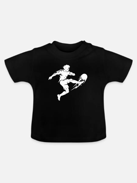 Fussballer Silhouette - Baby Bio-T-Shirt mit Rundhals - Schwarz