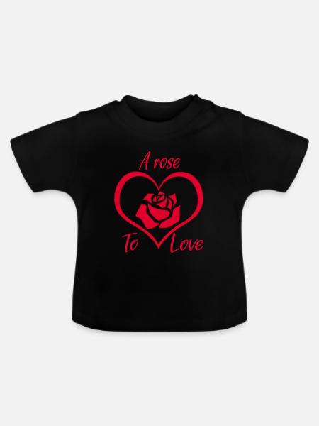 Eine Rose der Liebe - Baby Bio-T-Shirt mit Rundhals - Schwarz