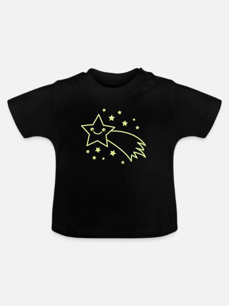 Sternschnuppe Sternenflug - Baby Bio-T-Shirt mit Rundhals - Schwarz