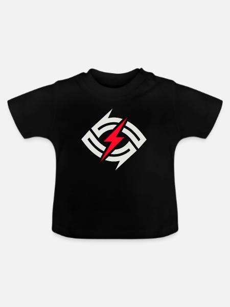 Kreisblitz Kontrast - Baby Bio-T-Shirt mit Rundhals - Schwarz