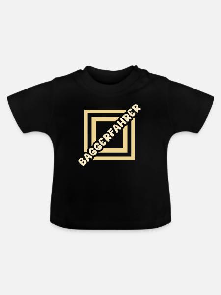 Baggerfahrer - Baby Bio-T-Shirt mit Rundhals - Schwarz