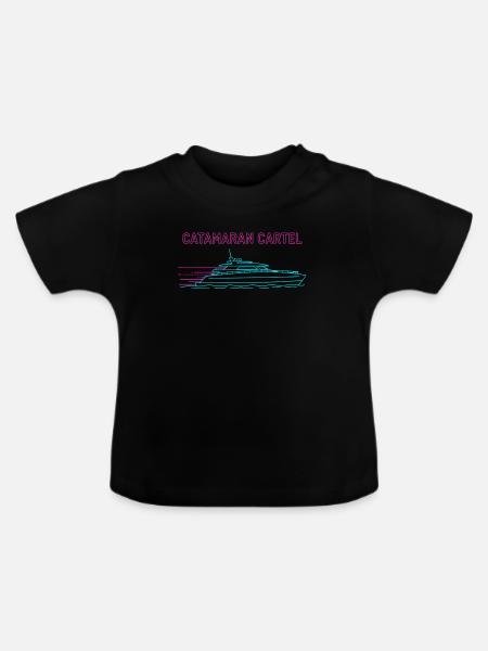 Synthwave-Katamaran-Kartell - Baby Bio-T-Shirt mit Rundhals - Schwarz