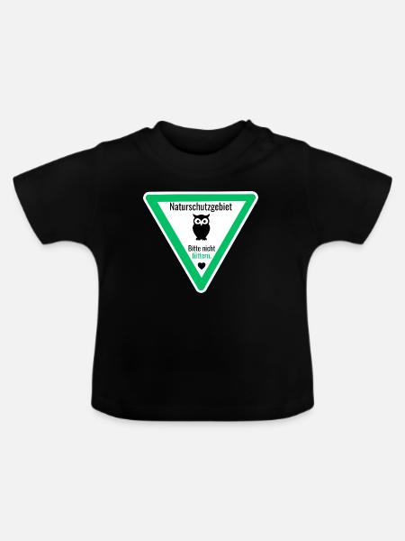 Naturschutzgebiet Nachteule Bitte nicht füttern - Baby Bio-T-Shirt mit Rundhals - Schwarz