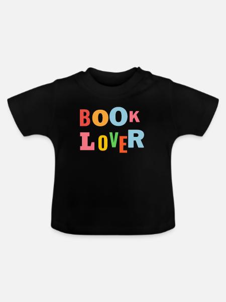 Buchliebhaber Farbenfrohes Wortbild - Baby Bio-T-Shirt mit Rundhals - Schwarz