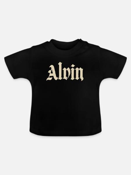 Alvin Gothic Name Art - Baby Bio-T-Shirt mit Rundhals - Schwarz