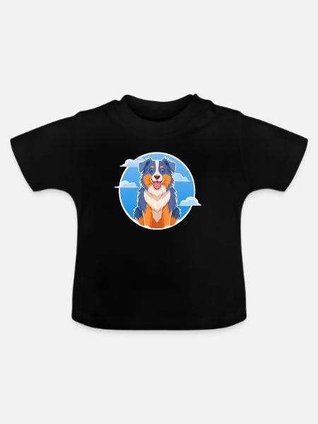 Australian Shepherd (Comic) - Baby Bio-T-Shirt mit Rundhals - Schwarz
