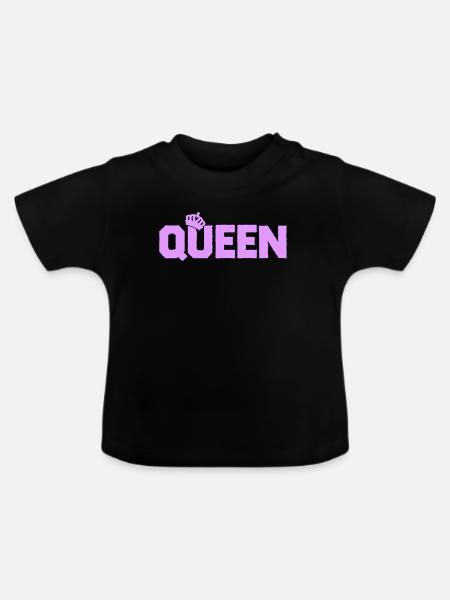 Königinnen-Lila Blockschrift Design - Baby Bio-T-Shirt mit Rundhals - Schwarz