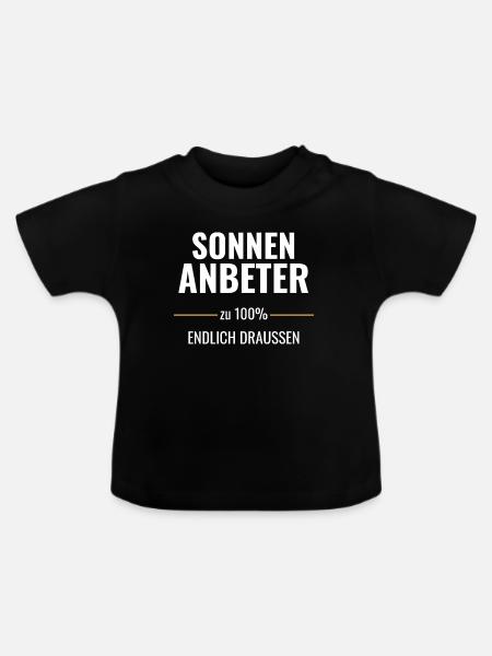 Sonnenanbeter zu 100% Endlich draußen - Baby Bio-T-Shirt mit Rundhals - Schwarz