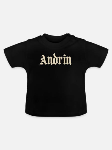 Andrin Gothic Schriftprint - Baby Bio-T-Shirt mit Rundhals - Schwarz