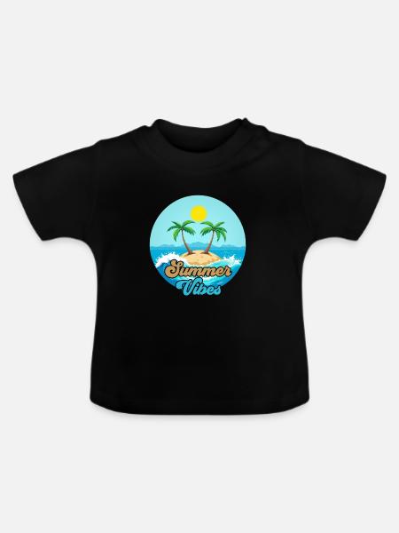 Sommervibes Tropische Insel - Baby Bio-T-Shirt mit Rundhals - Schwarz