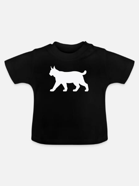 Luchs Silhouette Weiß - Baby Bio-T-Shirt mit Rundhals - Schwarz