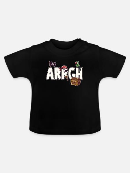 Arrgh Pirate Freibeuter Jolly Roger - Baby Bio-T-Shirt mit Rundhals - Schwarz
