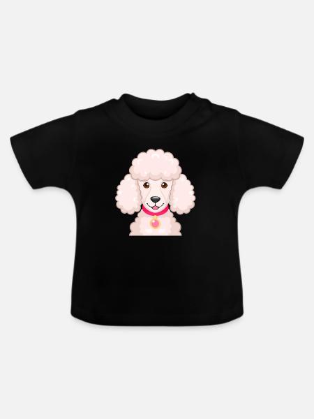 Pudel (Comic-Porträt) - Baby Bio-T-Shirt mit Rundhals - Schwarz