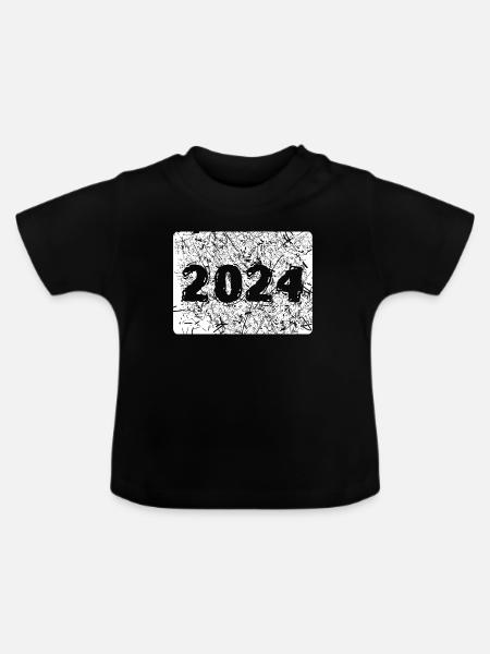 Zahl 2024 - Baby Bio-T-Shirt mit Rundhals - Schwarz