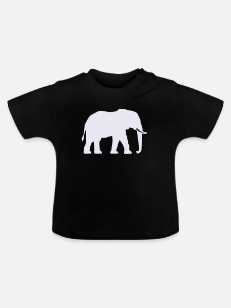 Elefant Mammoth Silhouette - Baby Bio-T-Shirt mit Rundhals - Schwarz