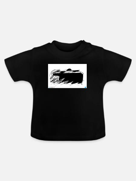 Schwarzer Abstrakt-Blob mit Linien - Baby Bio-T-Shirt mit Rundhals - Schwarz