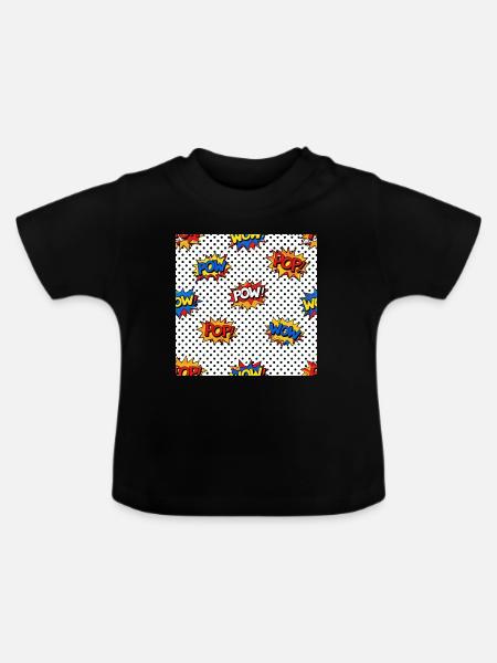 Pop-Art-Comic-Burst-Muster - Baby Bio-T-Shirt mit Rundhals - Schwarz