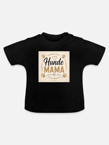 Hunde Mama Herzkreis Design - Baby Bio-T-Shirt mit Rundhals - Schwarz
