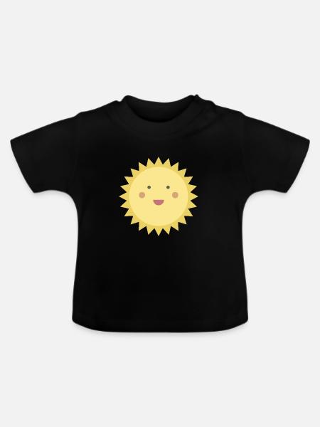 Lächelnde Sonne - Baby Bio-T-Shirt mit Rundhals - Schwarz