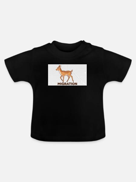 Migrationshirsch Illustration - Baby Bio-T-Shirt mit Rundhals - Schwarz